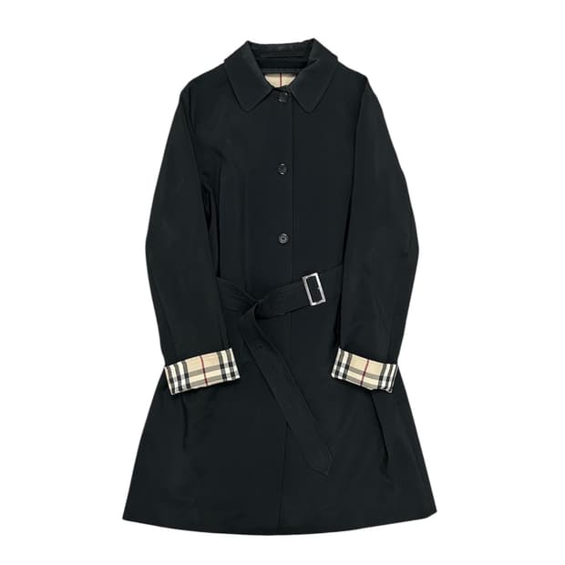 버버리 우먼스 블랙 벨티드 트렌치코트(uk8)