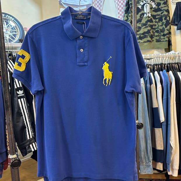 폴로 랄프로렌 빅포니 로고 반팔 카라티 블루