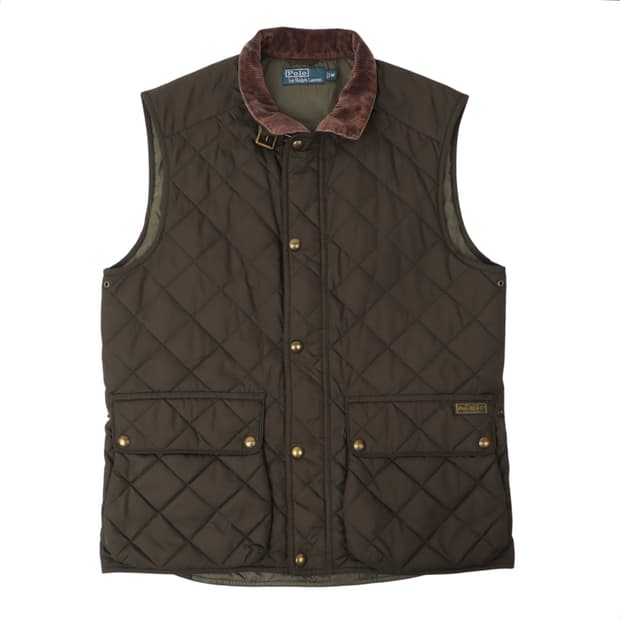 폴로 랄프로렌 카키 코듀로이 퀄팅 베스트