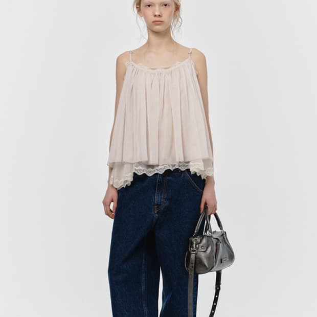 썬번프로젝트 ANGLED LACE SLEEVELESS BLOUSE