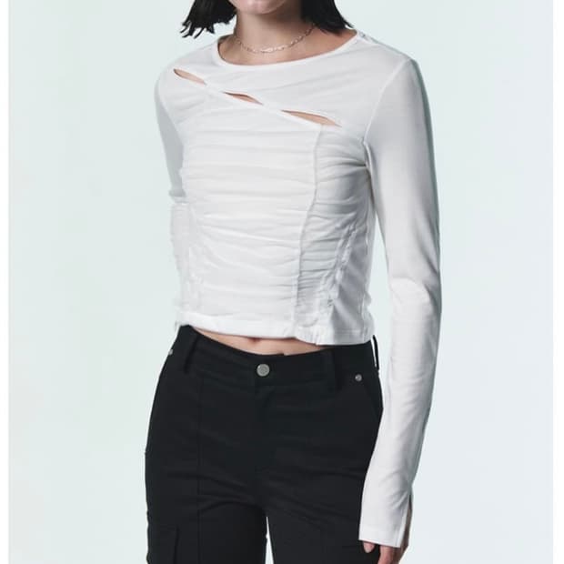 커렌트 메쉬 레이어드 셔링 티