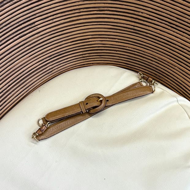 구찌 브라운 뱀부 레더 벨트