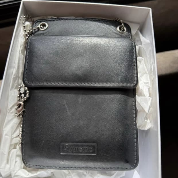18FW 슈프림 레더 ID 홀더 월렛 블랙