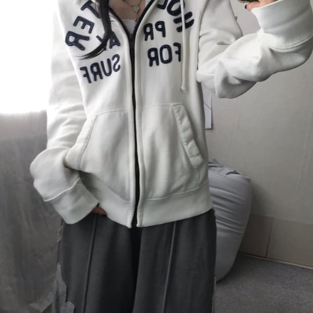 홀리스터 화이트 오버핏 후드집업