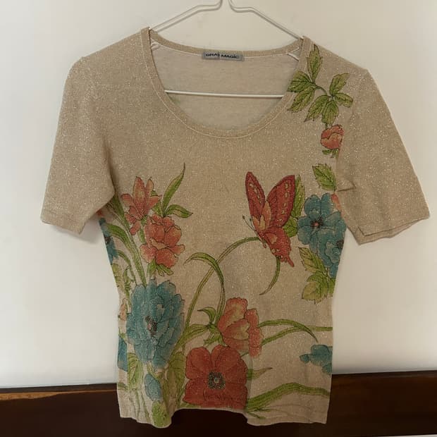 반짝이 꽃 나비 반팔 