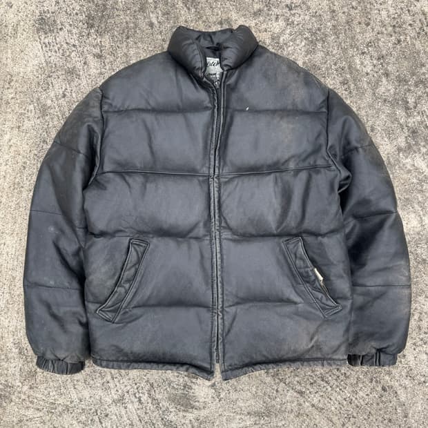 [L] 90s Schott 쇼트 레더 가죽 패딩 점퍼