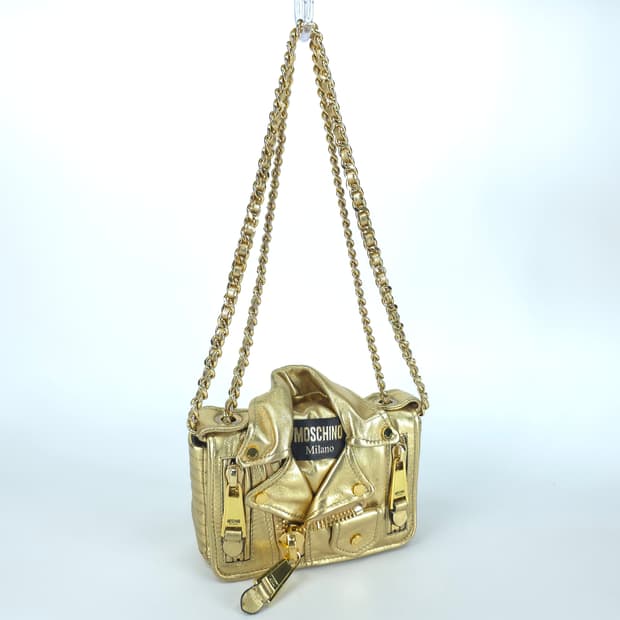 모스키노 바이커 레더 체인 숄더백 골드
