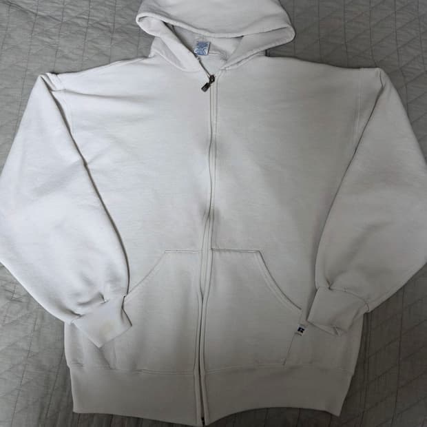 [XL]  90s 러셀 애슬레틱 화이트 후드집업 ver. 미듐컨디션