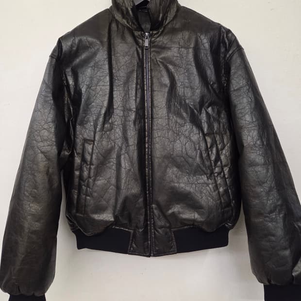 자라 에코 레더 하이넥 블루종 자켓