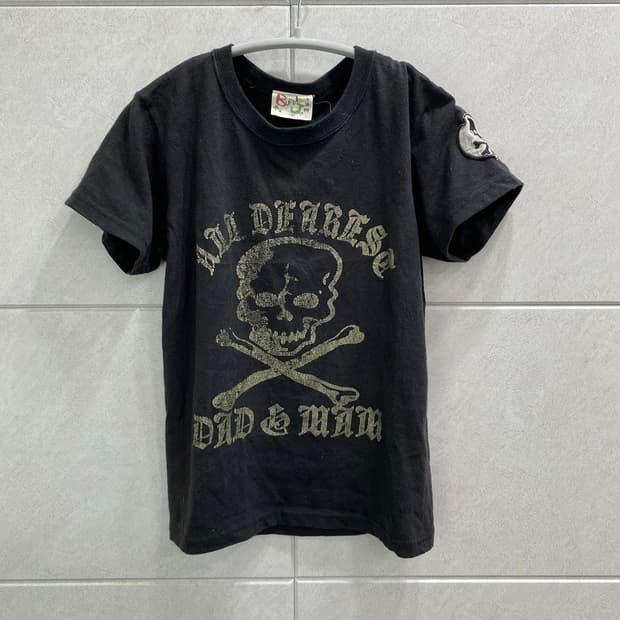 Skull Print&Patch Detail Slim Fit Tee