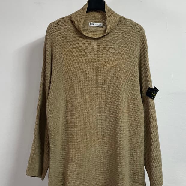 90s 스톤아일랜드 베이지 하이넥 니트 (on.438)
