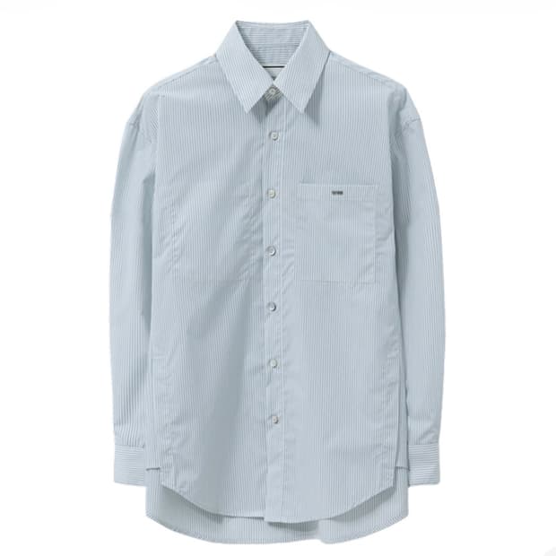 우영미 코튼 백로고 셔츠 블루