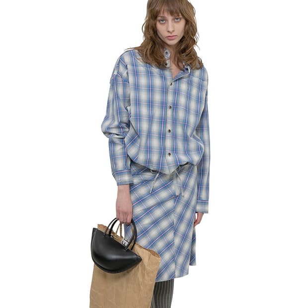 [F]퍼버즈 26ss 빈티지 패브릭 체크 셔츠/블루