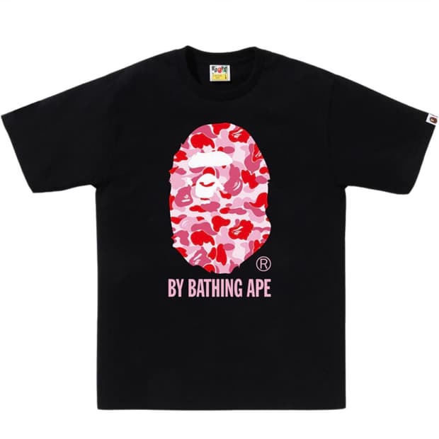 베이프 ABC 카모 바이 베이싱 에이프 티셔츠 블랙 핑크