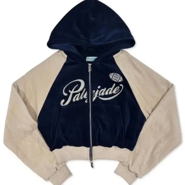 페일제이드 벨벳 바시티 후드집업 네이비