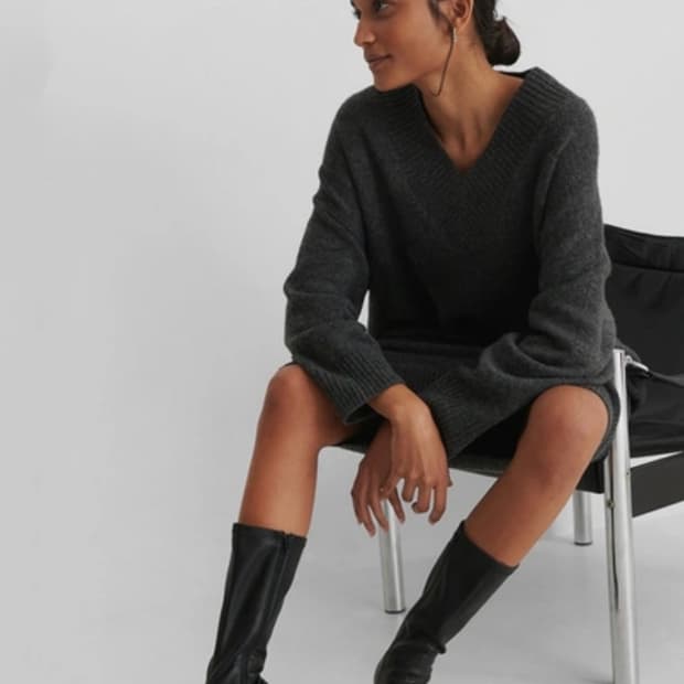 NA-KD 슬림레더 미들부츠 EU37