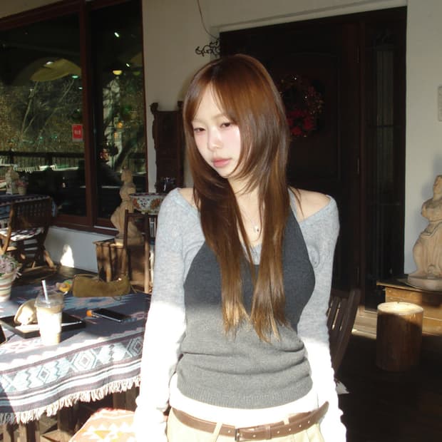 아워캐비넷 레이어드 니트 (free)(1번 시착)