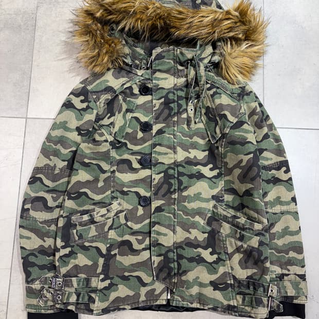 Maisongilfy 카모 밀리터리 퍼후드 집업 자켓