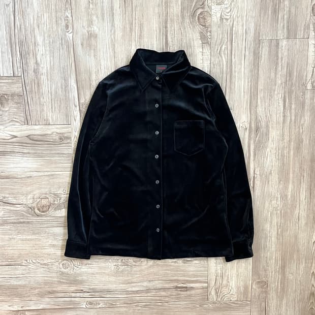 lovelivelife 블랙 벨벳 셔츠