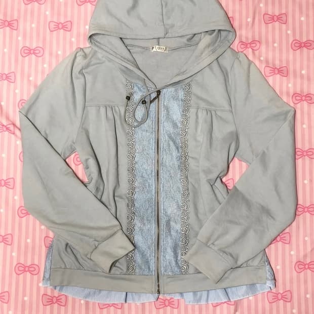 엑시즈팜 스카이블루 레이스 후드집업