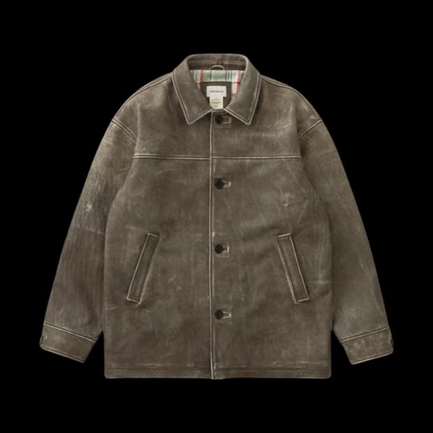 카키스 오웬 레더 자켓 브라운 M