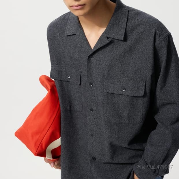 유니클로 jw 브러시드 오픈칼라 셔츠 [m]