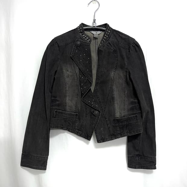 Stud denim crop jacket 
