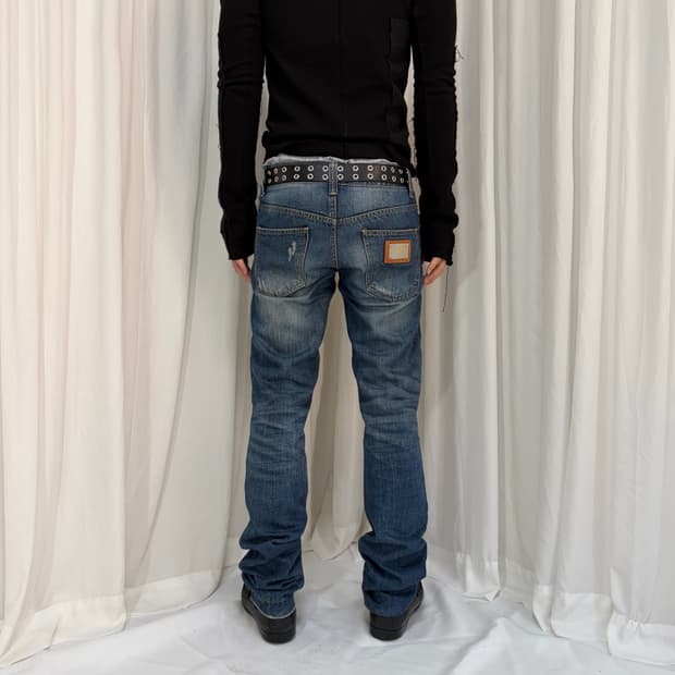 돌체앤가바나 14라인 메탈 플레이트 워싱 데님