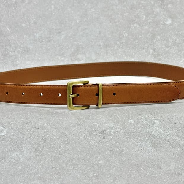 Oribell 새틴 골드 버클 이탈리아 소가죽 베이직 벨트