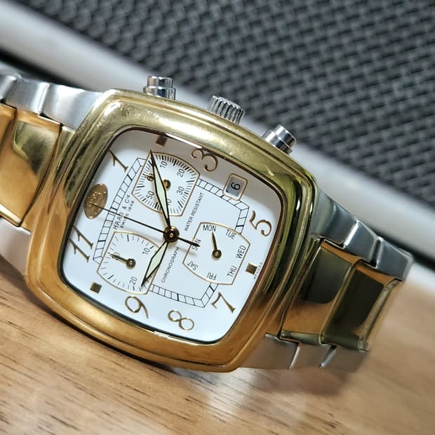 # 스위스 브랜드 하스앤씨 골드콤비 남성 명품시계 급처 /  크로노시계