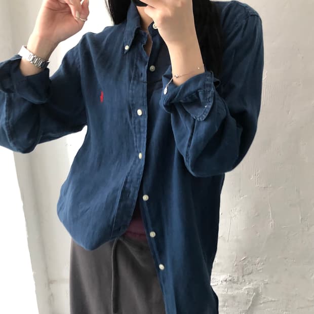 Polo 폴로 랄프로렌 신형 레드포니 네이비컬러 린넨 셔츠