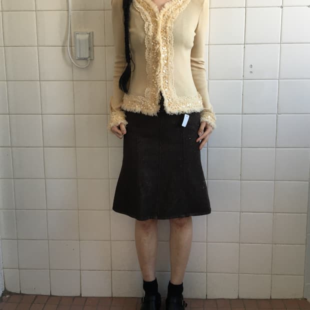 Beads fringe knit cardigan