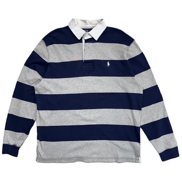 RALPH LAUREN 스트라이프 럭비셔츠 네이비