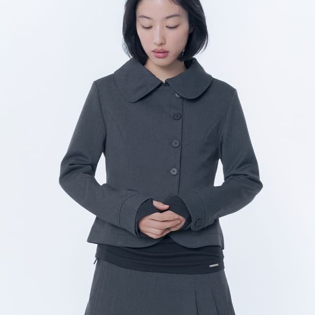 [2] 미세키서울 오모이 라운드 카라 블레이저 차콜