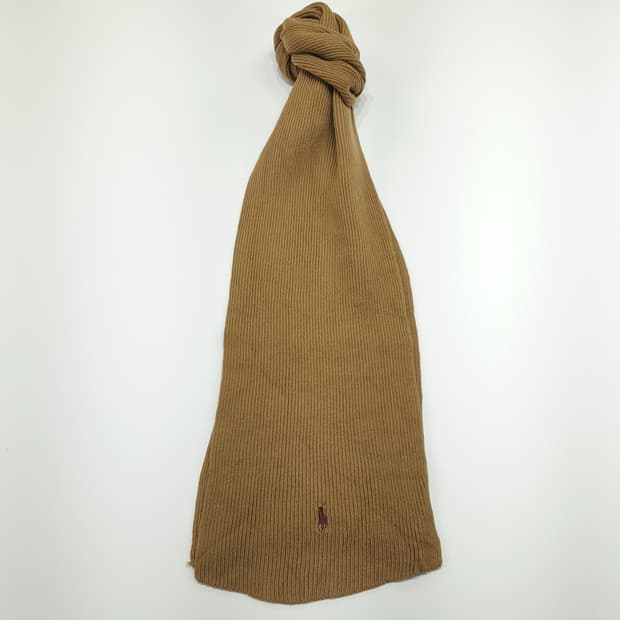 MX266 폴로 랄프로렌 브라운 리브드 니트 울 목도리 머플러