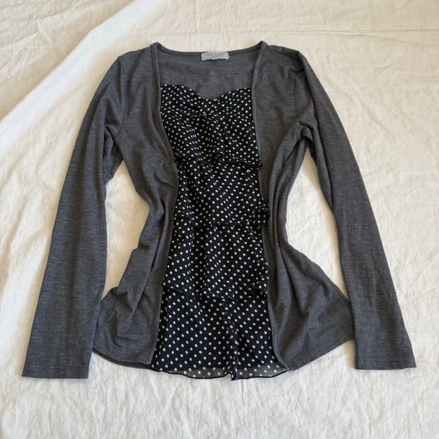 차콜 공겜여주 갸루 러블리 긱시크 블라우스 탑