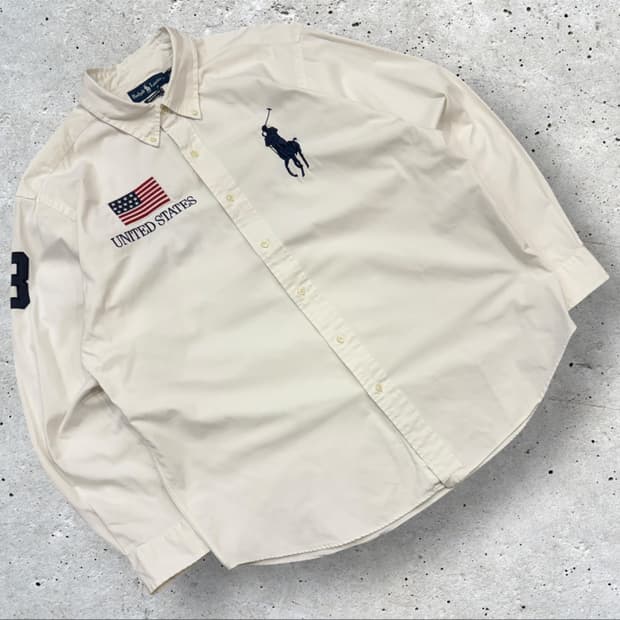 [2XL] 폴로 랄프로렌 US 성조기 셔츠 화이트 C92
