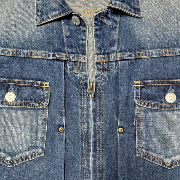 ETERNAL (비중창고공방) 지퍼 데님 워크 자켓 L (무료배송)