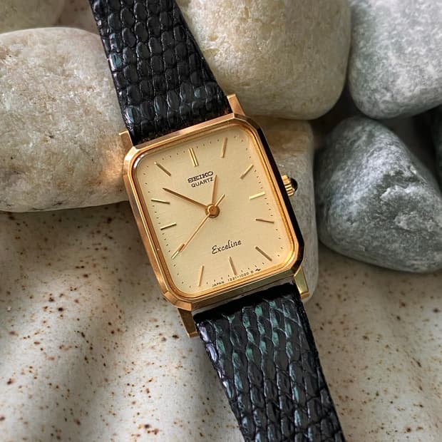 Seiko 세이코 exceline 엑셀린 스퀘어 쿼츠 골드