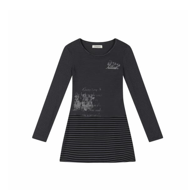 ACHIHARA 아치하라 러브 스트라이프 레이어드 스커트 티셔츠