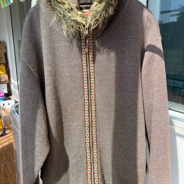 빈티지 퍼 에스닉 후드집업