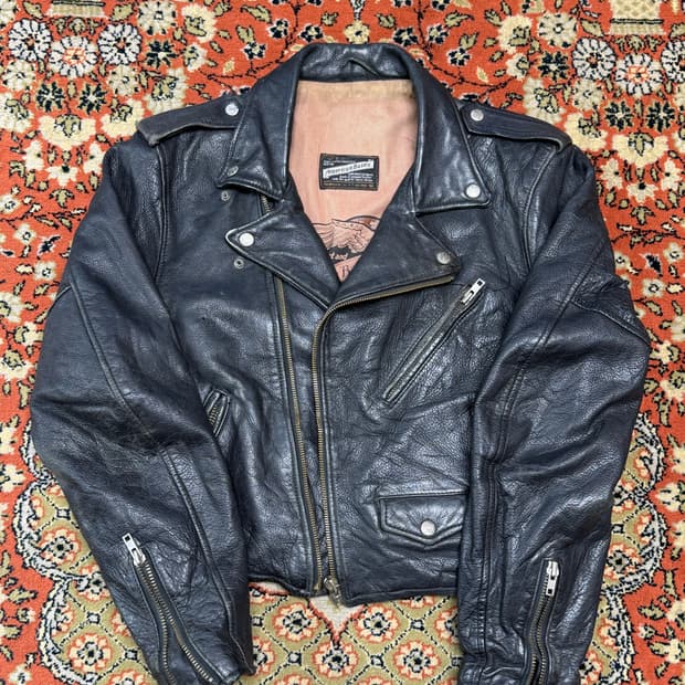 American Basics 빈티지 라이더 자켓 블랙 100
