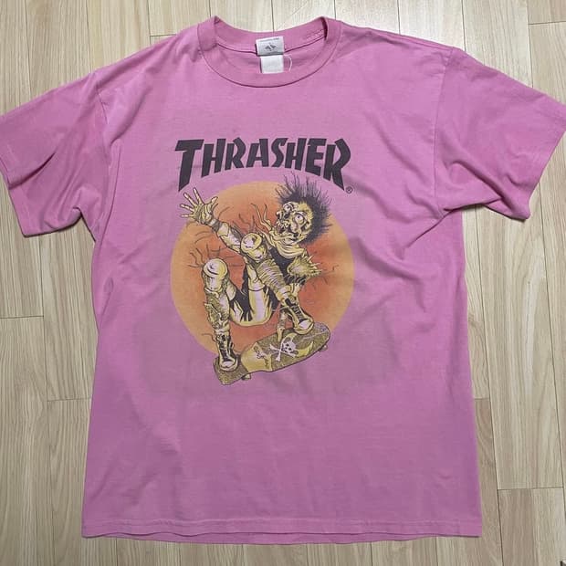 빈티지 90s 트레셔 og pushead 스케이트 티셔츠