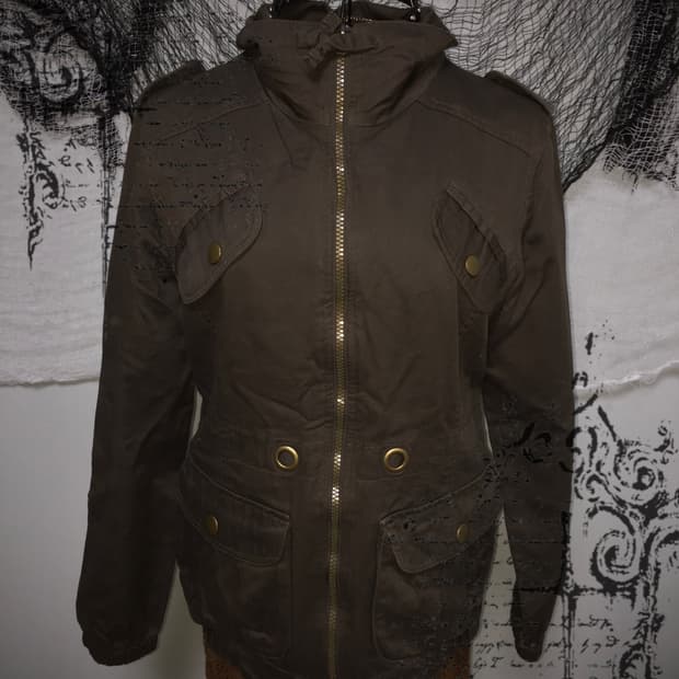 grunge y2k gold button brown jacket