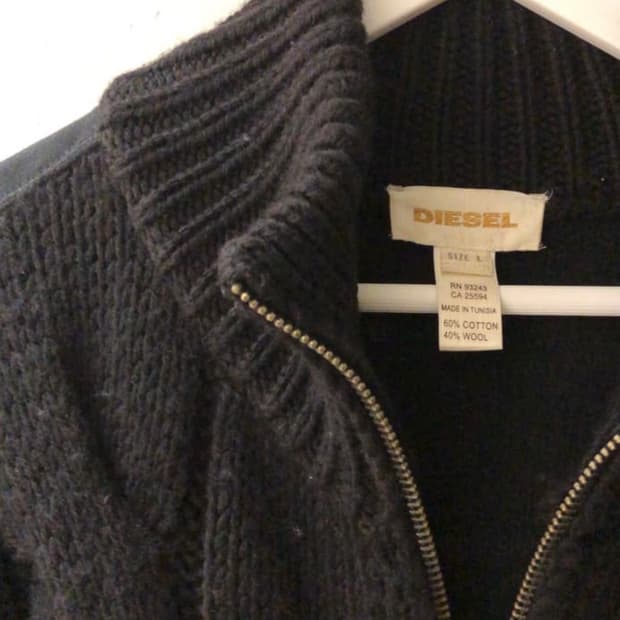 디젤 케이블 니트 블루종 자켓 L