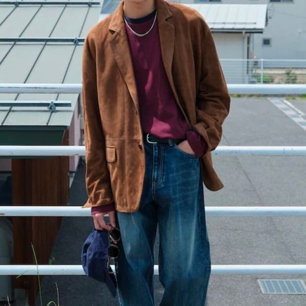 비이커 삼성물산 스웨이드 자켓 브라운 02사이즈 염소가죽 25ss