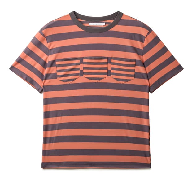해칭룸 Triple Pocket Tee Stripe Orange