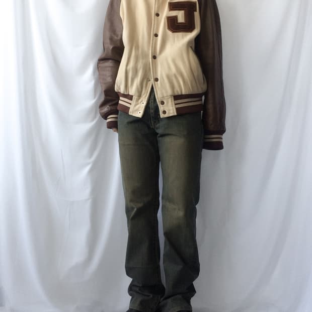 Leather layer varsity jacket