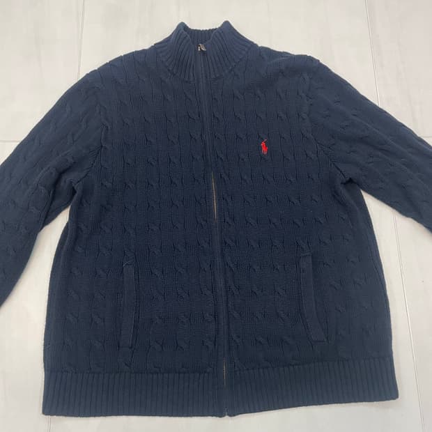 폴로 니트 풀집업 블랙x