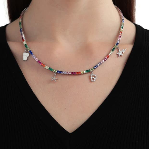 베이프 Bapy 베이피 목걸이 참 디테일 비디드 네크리스